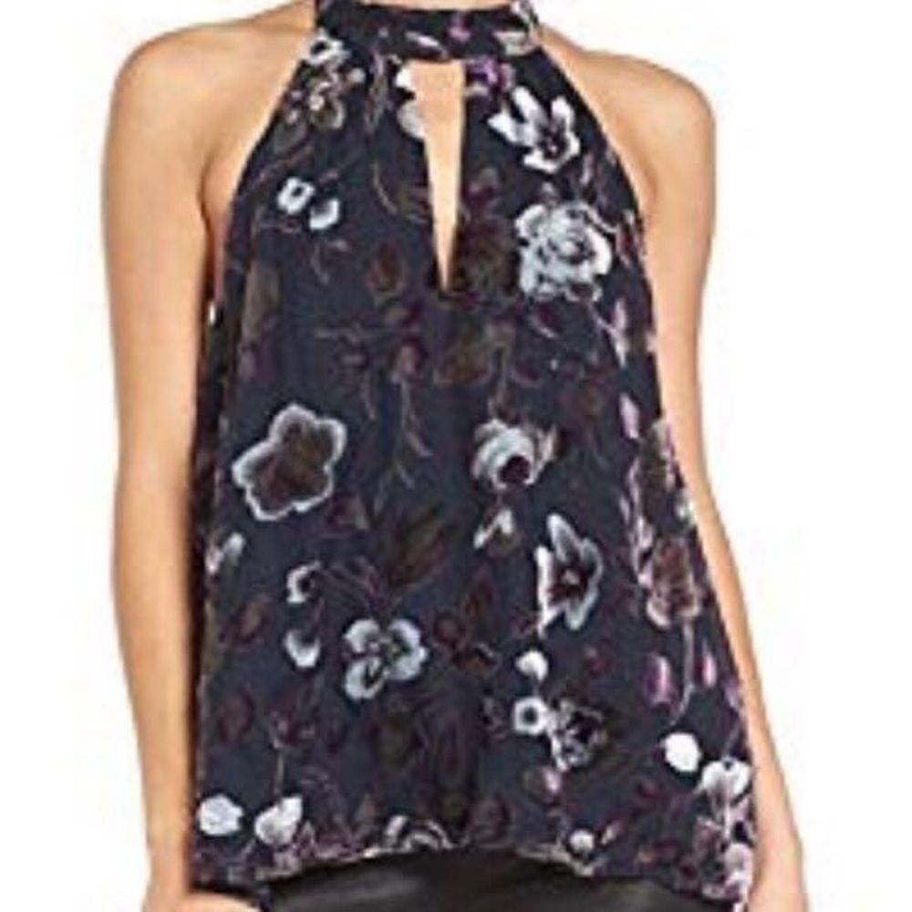 Nordstrom (NWT)-Astr Floral Velvet Halter Top